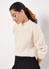 Chunky Cable Knit Jumper, Cream, large