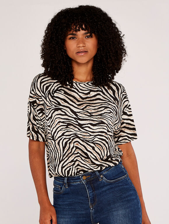 Zebra Print T-Shirt | Apricot