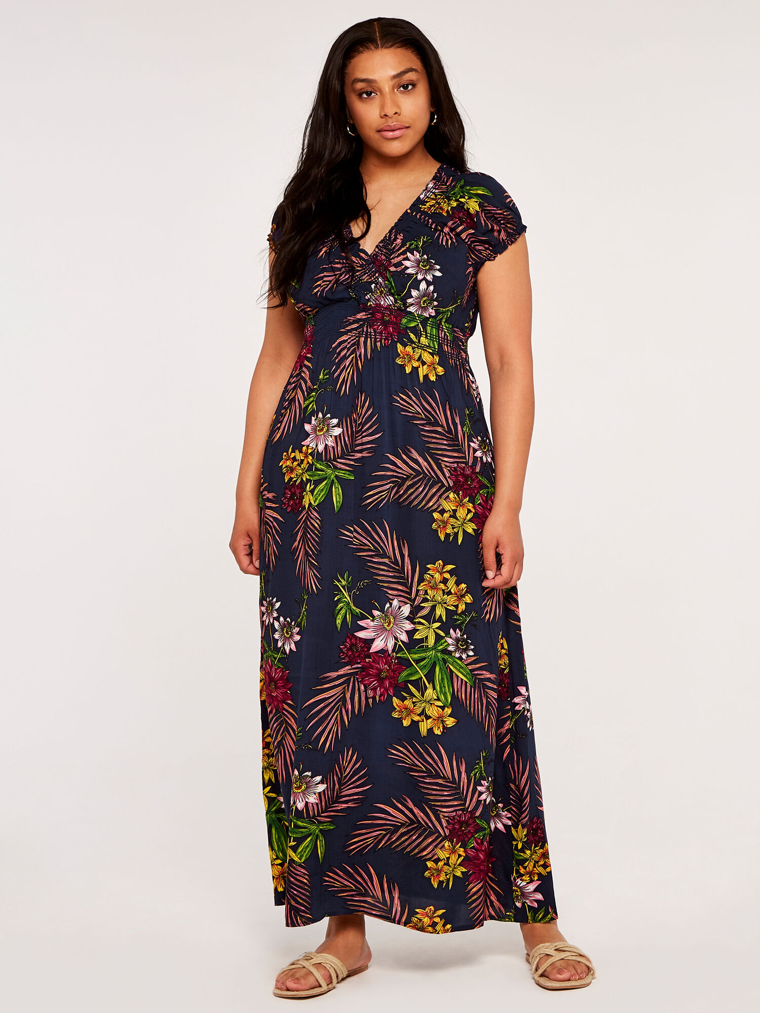 Apricot smock maxi dress outlet