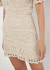 Cotton Crochet Circles Mini Skirt, Stone, large