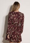 Folk Floral Mini Dress, Burgundy, large