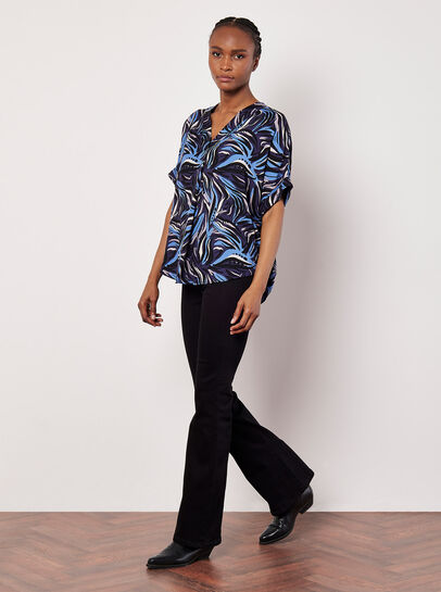 Abstract Print Pleat Blouse