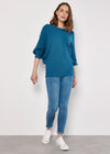 Textured Knit Lightweight Jumper, Teal, large