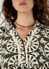 Block Print Oversized Shirt, Khaki, large