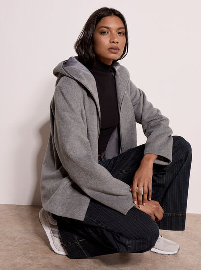 Wool-Look Hooded Jacket