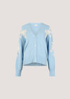 Floral Applique Cardigan, Sky Blue, large