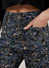 Paisley Print High Waist Flare Jeans, Blue, large