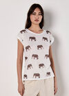 Elephant Print Slub T-Shirt, Khaki, large
