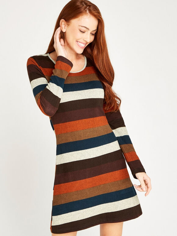 Stripe Long Sleeve Tunic, Green, large