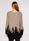 Tree Intarsia Knitted Top, Stone, large