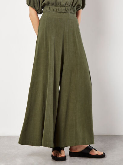 Linen Blend Palazzo Trousers