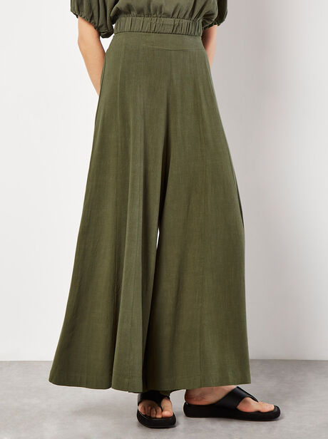 Linen Blend Palazzo Trousers