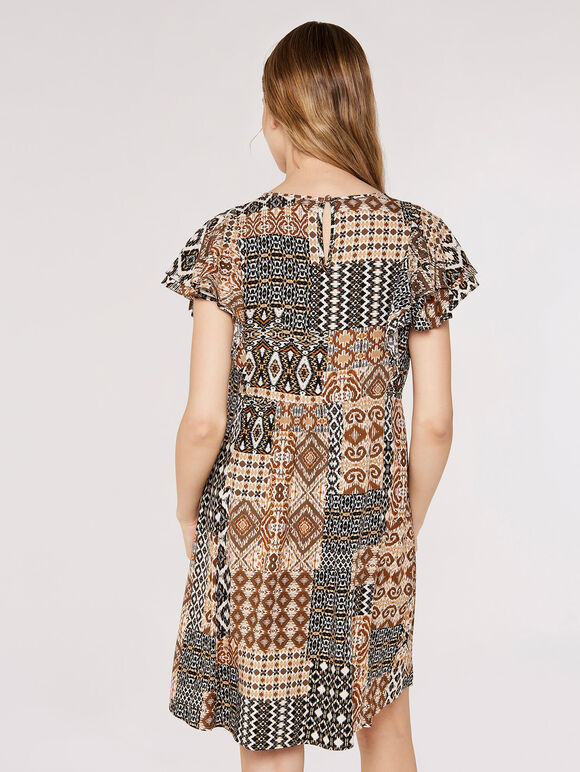 Ikat Tribal Mini Dress, Rust, large