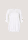 Waffle Knit Button Detail Top, White, large