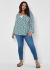 Curve Geo Print Wrap Top, Green, large