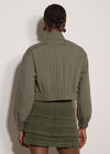 Quilted Cropped Jacket, Khaki, large