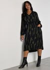 Curve Abstract Lines Midi Dress, Khaki, large