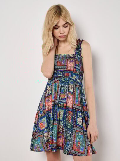 Postcard Floral Print Mini Dress
