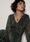 Leopard Print Chiffon Midi Dress, Khaki, large