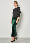 Soft Velvet Maxi Skirt, Green, large