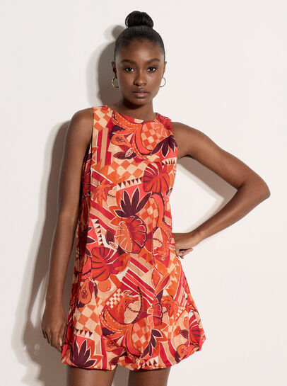 Abstract Print Bubble Hem Mini Dress