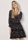 Vintage Floral Lace Tiered Mini Dress, Black, large