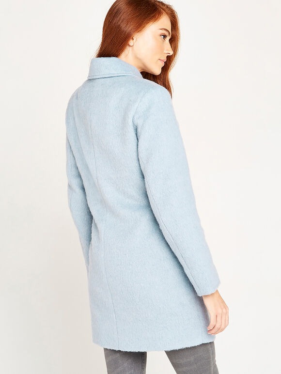 Blue Asymmetrical Zip Coat, Blue, large