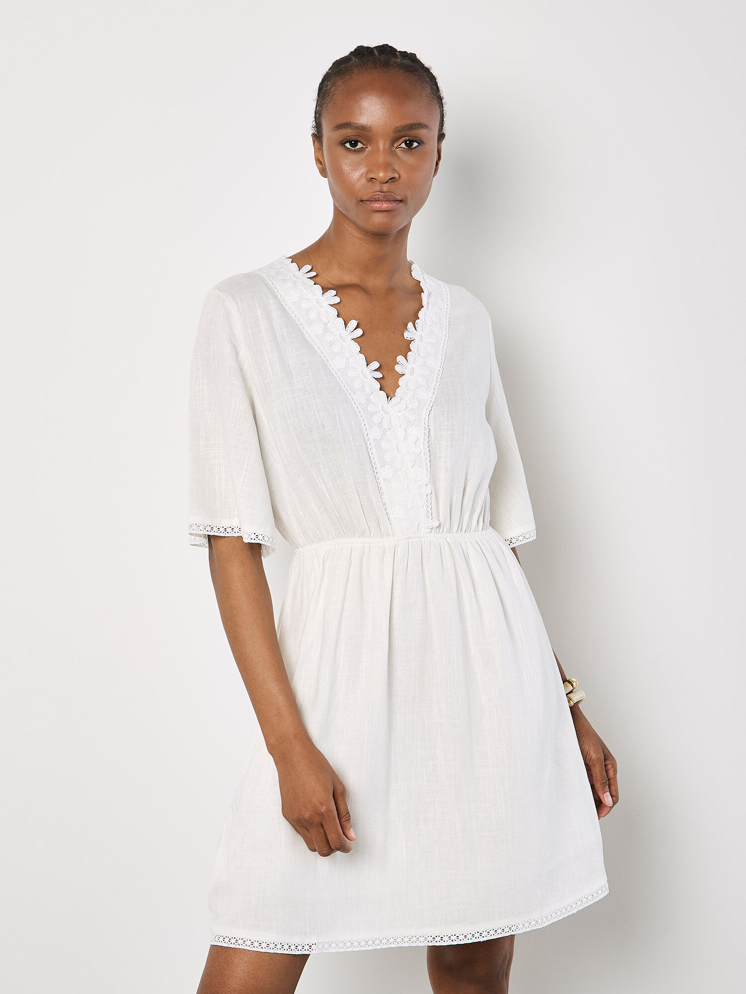 Daisy Lace Front Mini Dress | Apricot Clothing