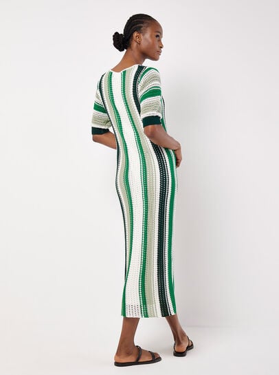 Crochet Stripe Midi Dress