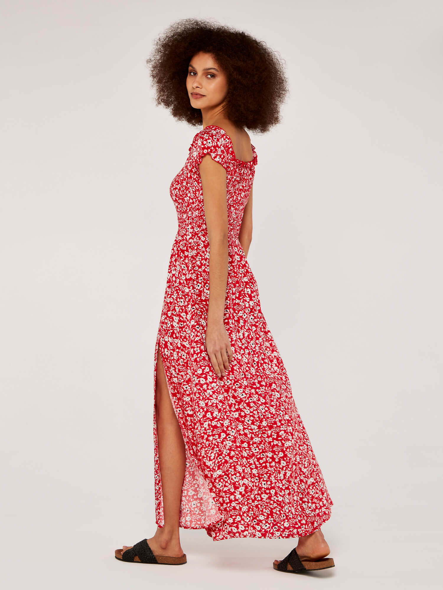 Floral Shirred Split Dress | Apricot UK