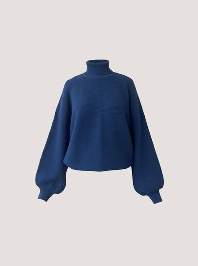 Ribbed Knit Batwing Cape Jumper
