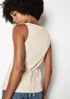 Button Down Woven Vest Top, Stone, large