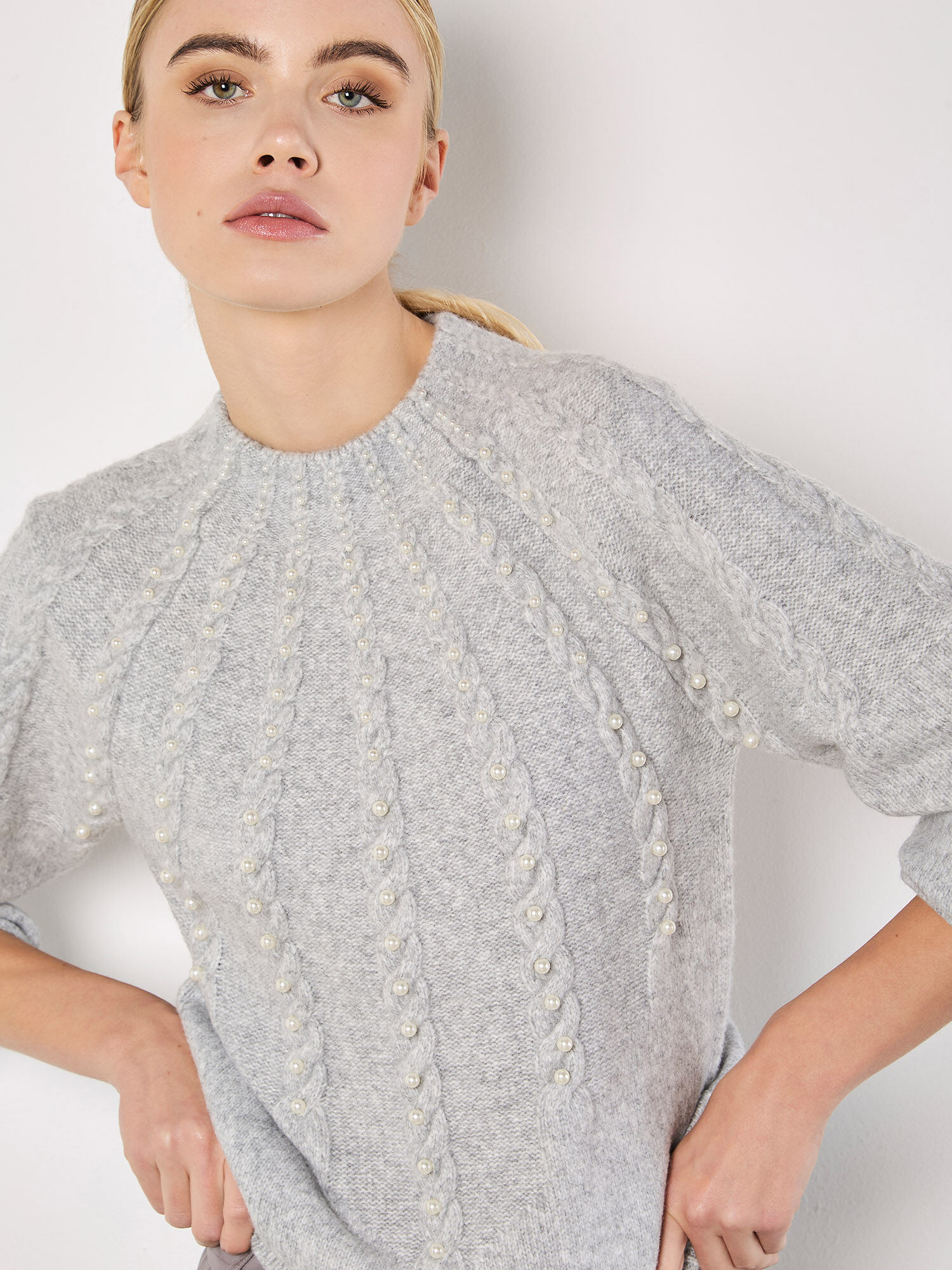 Grey pearl jumper hotsell