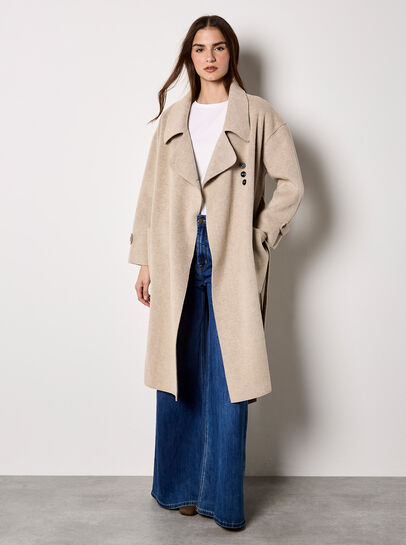 Soft-Touch Long Trench Coat