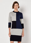 Colour Block Bodycon Mini Dress, Navy, large