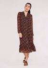 Pansy Ditsy Ruffle Dress, Navy, large