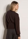 Ribbed Knit Hammered Button Cardigan, Brown, large