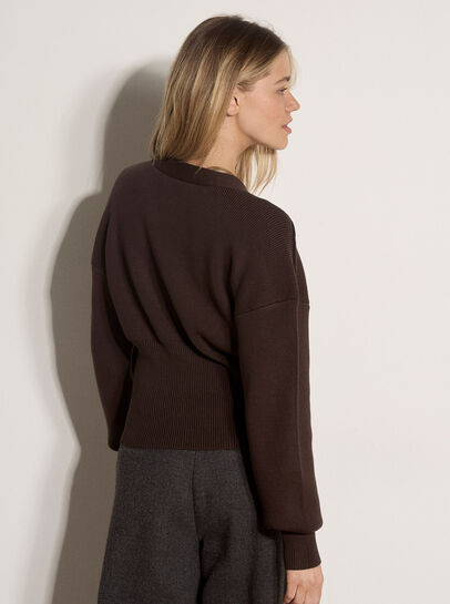 Ribbed Knit Hammered Button Cardigan