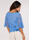 Floral Broderie Batwing Top, Blue, large