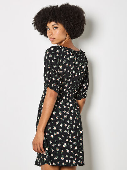 Floral Ruffle Milkmaid Mini Dress