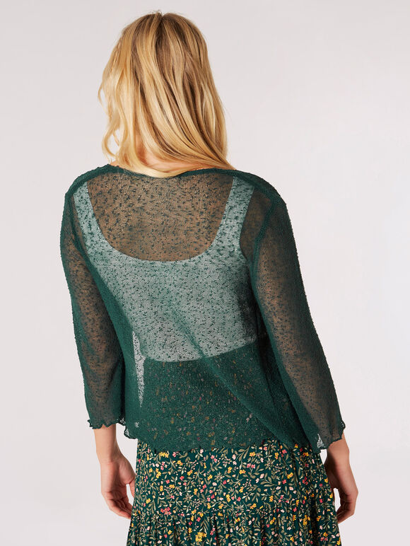 Lightweight Sheer Knitted Shrug, Green, large