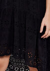 High-Low Anglaise Mini Dress, Black, large