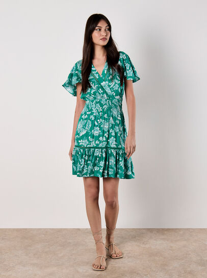 Sarasa Floral Wrap Mini Dress