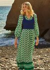 Geo Leaves Drawstring Maxi Dress, Green, large