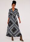 Scarf Print Maxi Dress, Navy, large