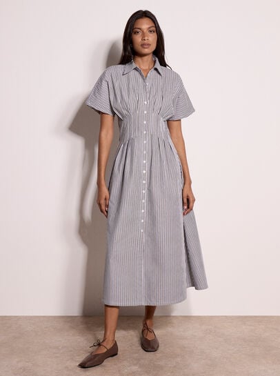 Stripe Structured Shirt Midaxi Dress