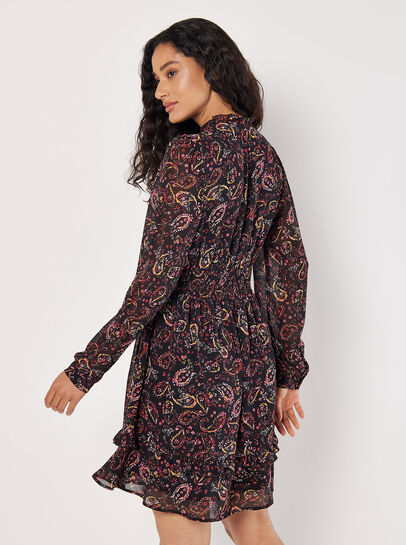 Paisley Ruffle Mini Dress 