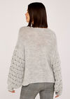 Chunky Weave Knit Sleeve Jumper, Grey, large