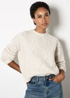 Chunky Cable Knit Crop Jumper, Stone, large