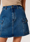 Denim Cargo Mini Skirt, Blue, large